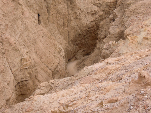 Looking down into the slot canyon