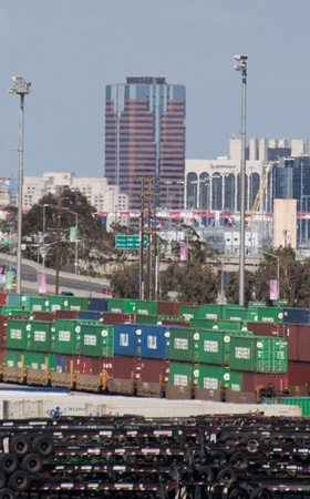 Looking past Port of LA toward Long Beach