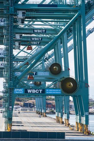 Looking past Port of LA toward Long Beach